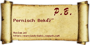 Pernisch Bekő névjegykártya